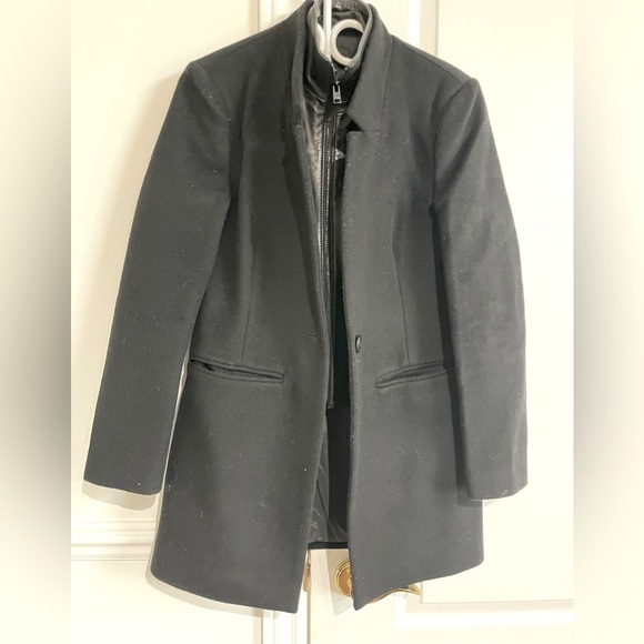 Lamarque wool coat with removable leather bib - Picture 1 of 4